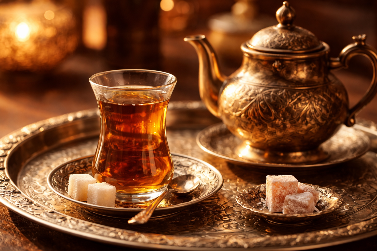 İnce belli çay bardağı ve demlik